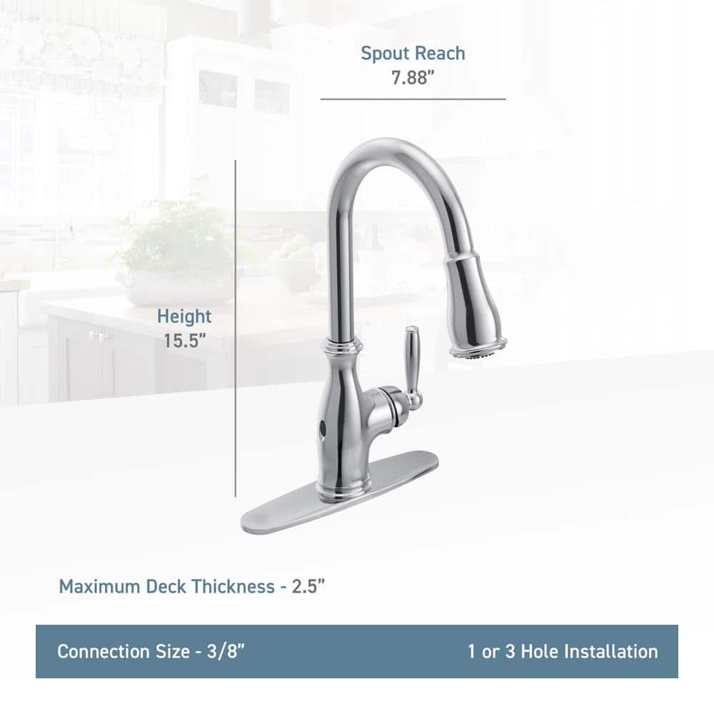Chrome Pull-Down Spray Single Handle Kitchen Faucet
