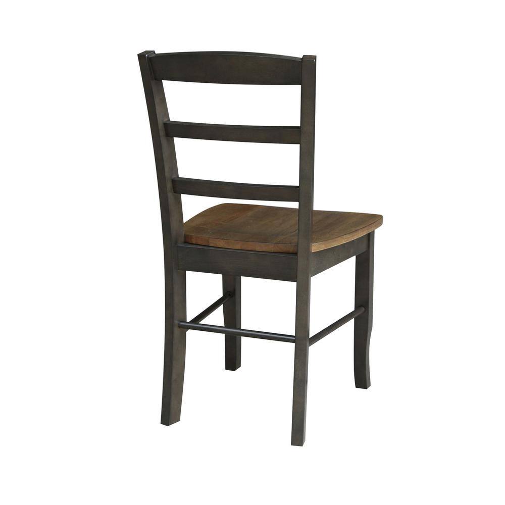 42" Hickory and Washed Coal Drop Leaf Dining Table Set with 4 Ladderback Chairs