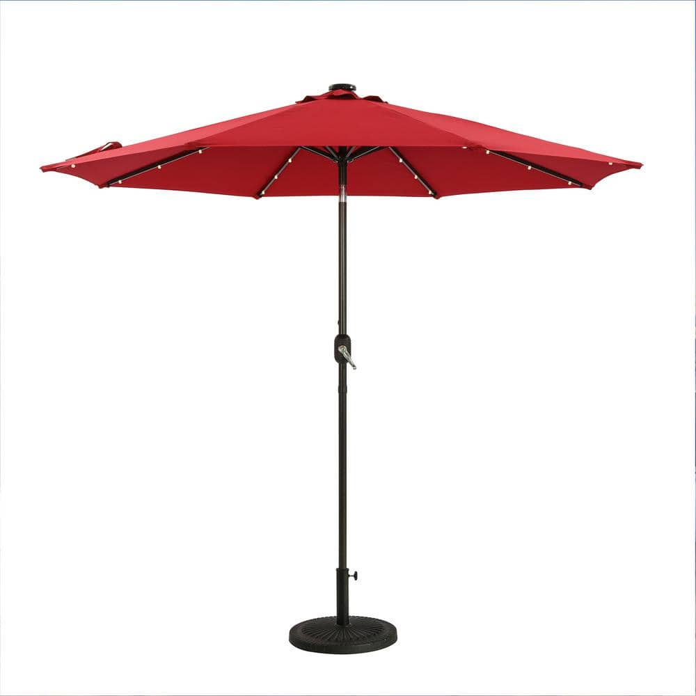 Extremely Weather Resistant 9 ft. Patio Market Umbrella in Red with Push Bu