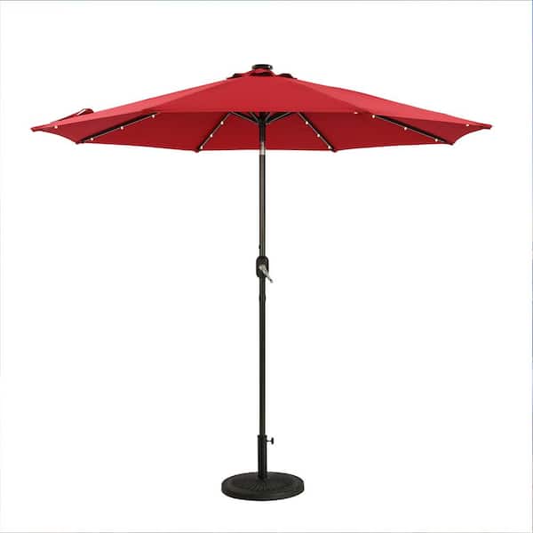Unbranded Extremely Weather Resistant 9 ft. Patio Market Umbrella in Red with Push Button Tilt