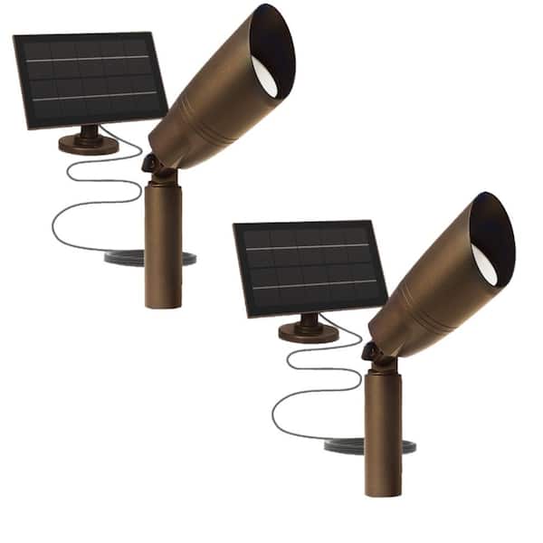 Feit Electric OneSync Landscape 300 Lumens Bronze Solar Integrated LED Outdoor Spotlight w/Dusk-To-Dawn Adj CCT+RGB Wireless 2-Pack