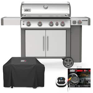 Genesis II S-435 4-Burner Liquid Propane Gas Grill with Grill Cover and iGrill 3
