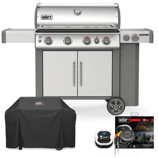 Weber Genesis II S-435 4-Burner Liquid Propane Gas Grill with Grill Cover and iGrill 3