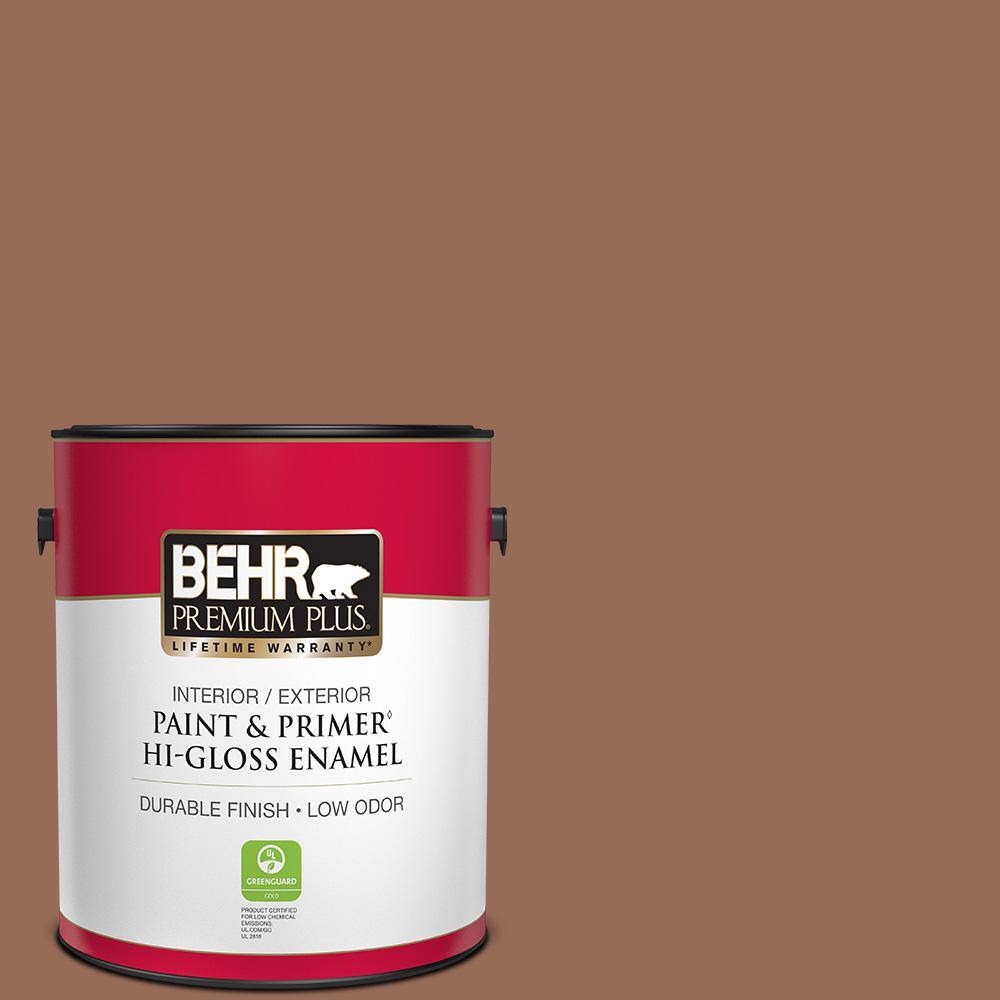 BEHR PREMIUM PLUS 1 gal. #S200-6 Timeless Copper Hi-Gloss Enamel ...