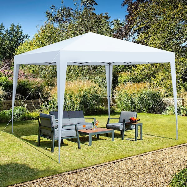 AULEDIO 10 ft. x 10 ft. White Pop-Up Gazebo Canopy Tent