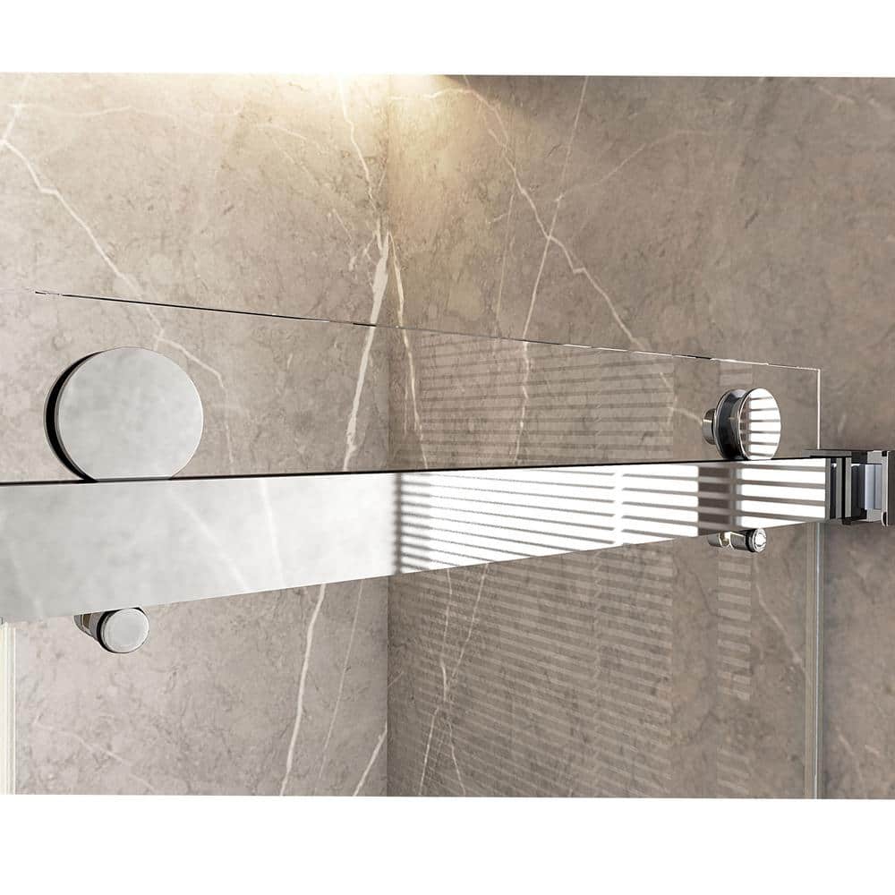 60" Chrome Frameless Sliding Bathtub Door with Clear Tempered Glass