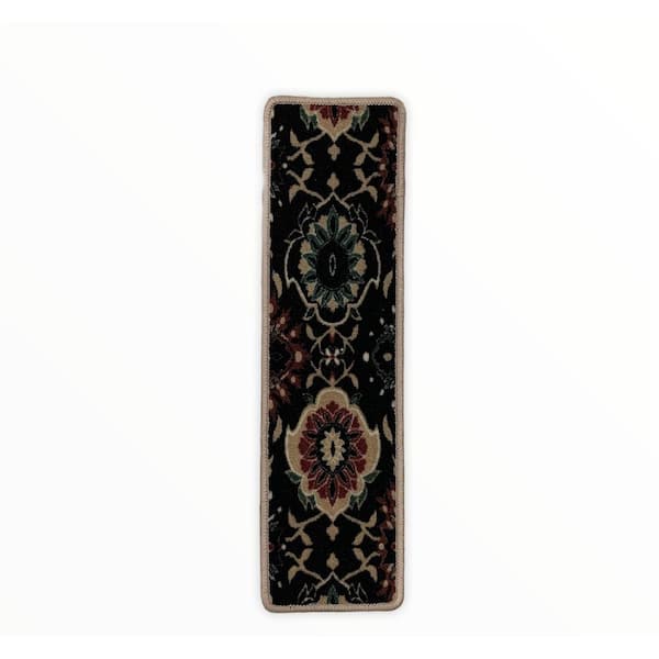 BENISSIMO Madrid Dark Brown 9 in. H x 32 in. H Durable Polyester Stair Tread Cover (Set of 13)