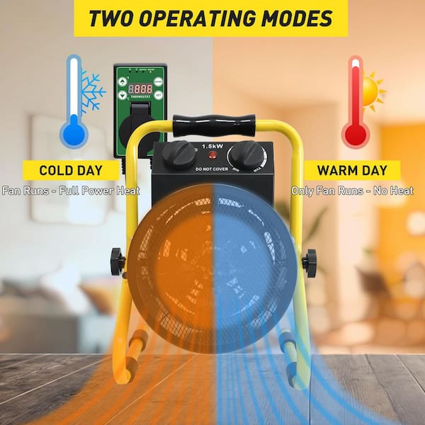 EAGLE PEAK Greenhouse Heater w/Thermostat 1500 W 13.4in.Electric