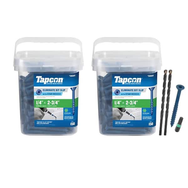 1/4 in. x 2-3/4 in. Star Drive Flat-Head Concrete Anchors Combo Kit Includes 2 (150-Pack)