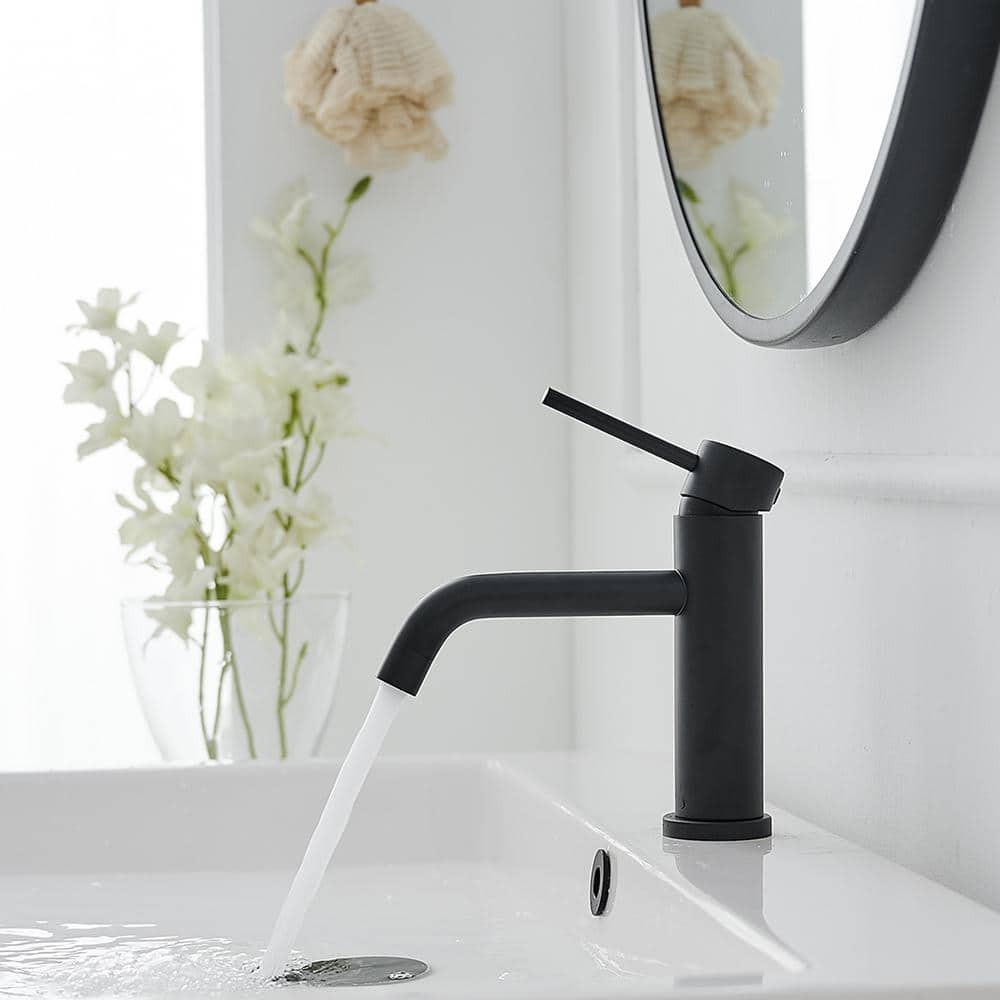 Matte Black Stainless Steel Single Handle Bathroom Faucet