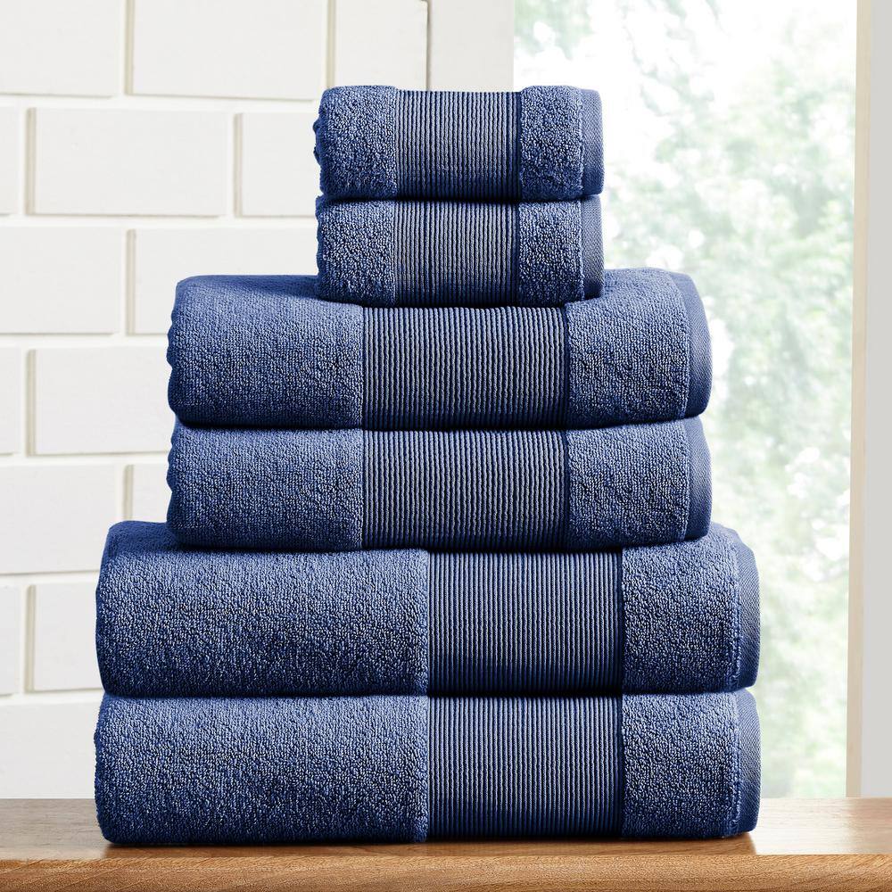 Air Cloud 6-Piece Navy Zero-Twist Cotton Towel Set