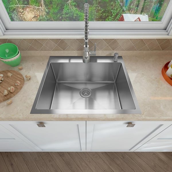 KOHLER Verse Stainless Steel 25 in. Single Bowl Drop-In Kitchen Sink  K-RH28896-4-NA - The Home Depot