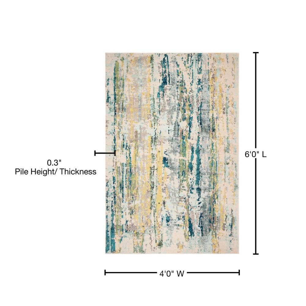 Multicolor Abstract 4' x 6' Synthetic Area Rug