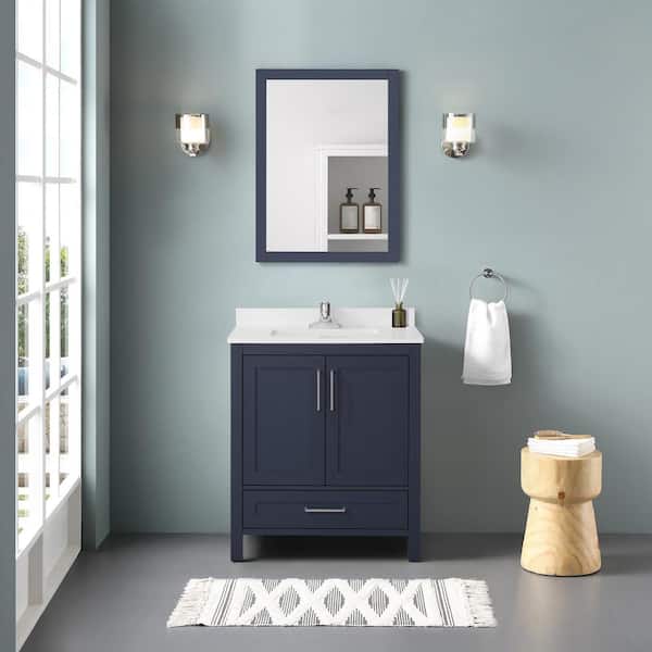 OVE Decors Kansas 30 in. W x 19 in. D x 34 in. H Single Sink Bath Vanity in Midnight Blue with