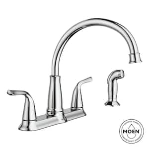 Brecklyn 2-Handle Standard Kitchen Faucet with Side Sprayer in Chrome