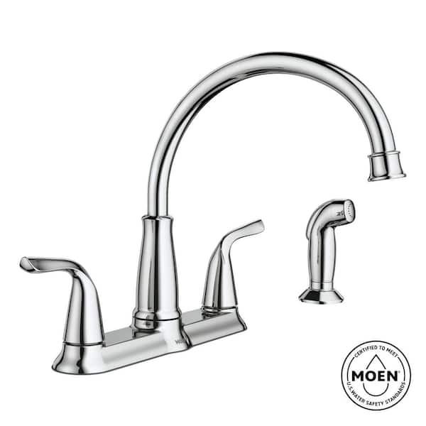 Brecklyn 2-Handle Standard Kitchen Faucet with Side Sprayer in Chrome
