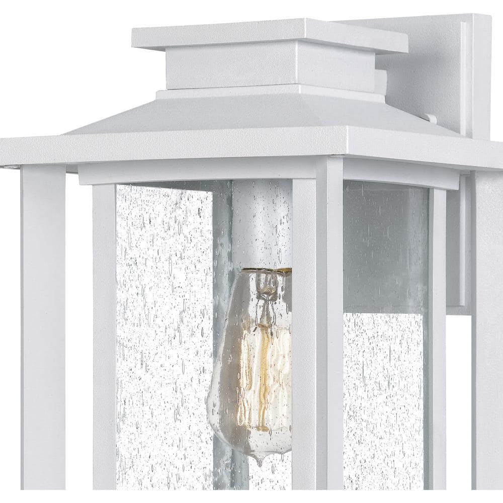 White Coastal Armour Outdoor Wall Lantern with Clear Seedy Glass