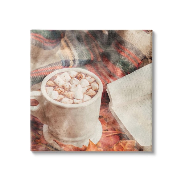 Stupell Industries Autumn Cocoa and Book byLSR Design Studio 1 Piece Unframed Graphic Print Food Poster Art Print 24 in. x 24 in.