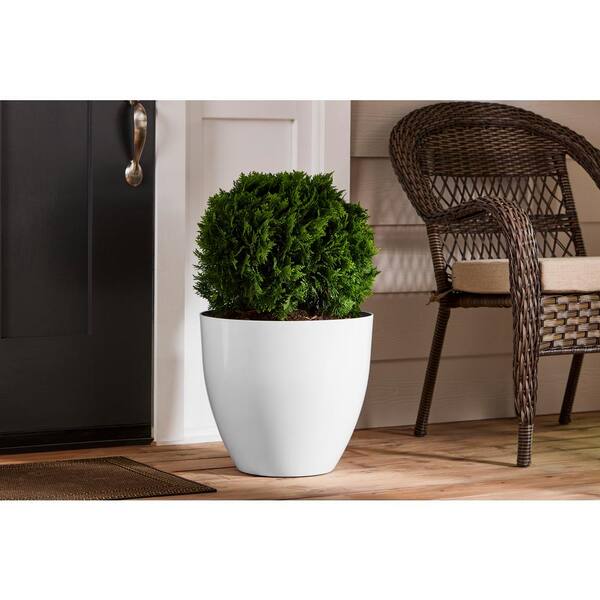 Vigoro 16 in. Cersei Large Bright White Resin Planter (16 in Vigoro 16 in. Cersei Large Bright White Resin Planter (16 in