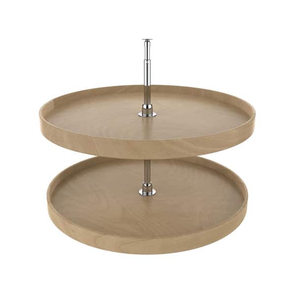 32 in. Natural Wood Full Circle Lazy Susans 2-Shelf
