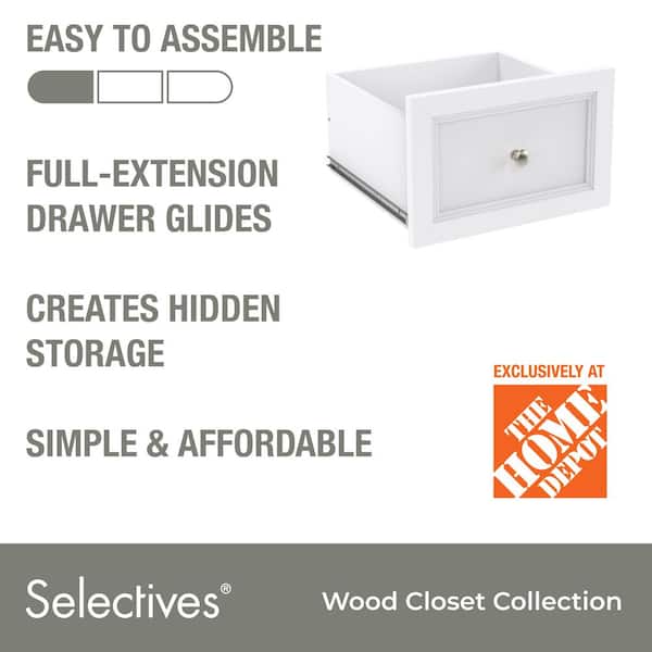 Selectives 10 in. H x 15 in. W White Wood Drawer with Silver Handle