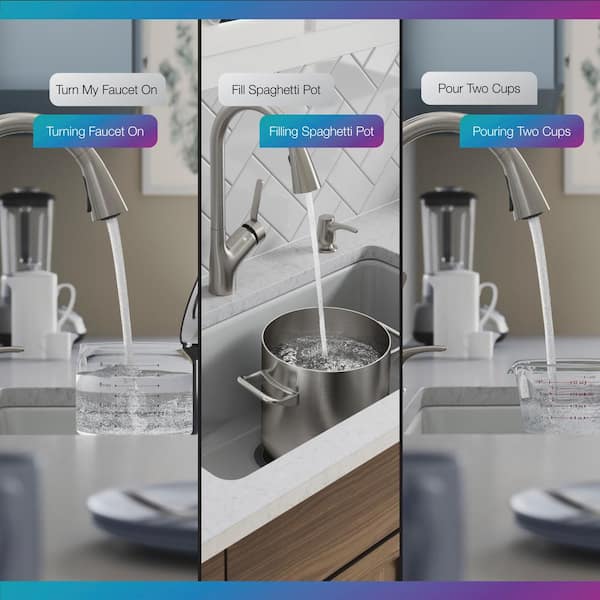KOHLER Setra Single-Handle Voice Activated Pull-Down Sprayer Kitchen Faucet with Kohler Konnect in Vibrant Stainless
