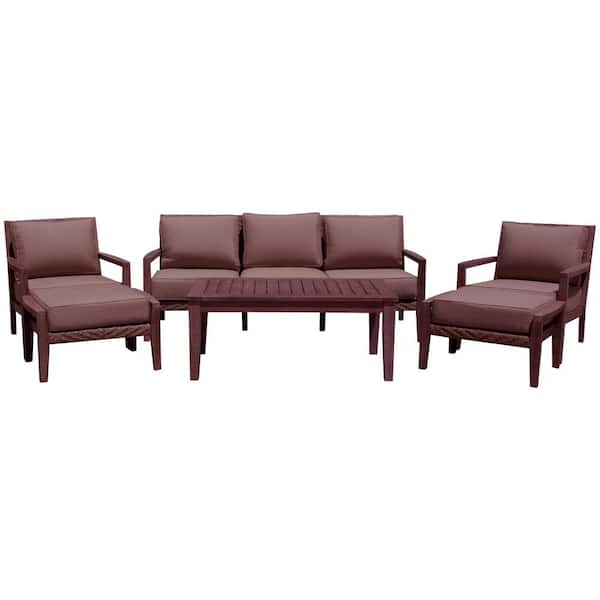 Courtyard Casual Bridgeport II 6-Piece Sofa Set Includes: 1 Sofa, 1 Coffee Table, 2 Club Chairs and 2 Ottomans
