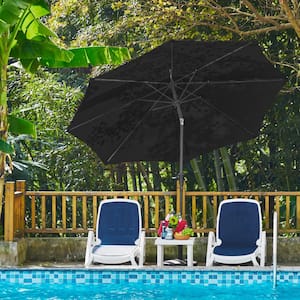 10 ft. Market Patio Umbrella with Push Button Tilt and Crank in Black