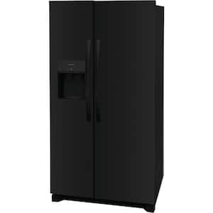 36 in. 25.6 cu. ft. Side by Side Refrigerator in Black, Standard Depth