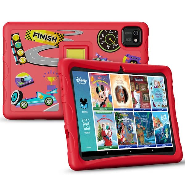 10 in. Kids Tablet Android 13, with 80 Disney E-books and Kid-Proof Case with Kickstand, Red