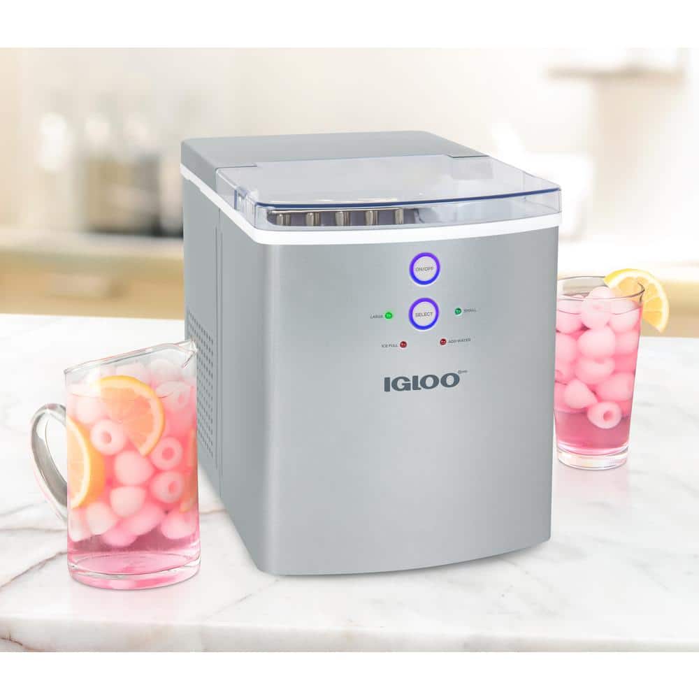 Compact Silver Stainless Steel Portable Countertop Ice Maker