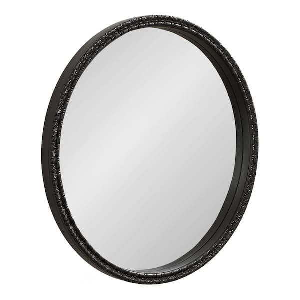 Stallworth 30.00 in. W x 30.00 in. H Black Round Traditional Framed Decorative Wall Mirror