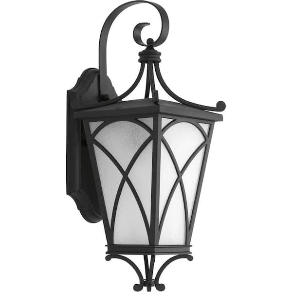 Progress Lighting Cadence Collection 1-Light 16.25 in. Outdoor Black Wall Lantern Sconce