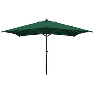 11 ft. Bronze Aluminum Pole Market Market Aluminum Ribs Crank Lift Patio Umbrella in Forest Green Sunbrella