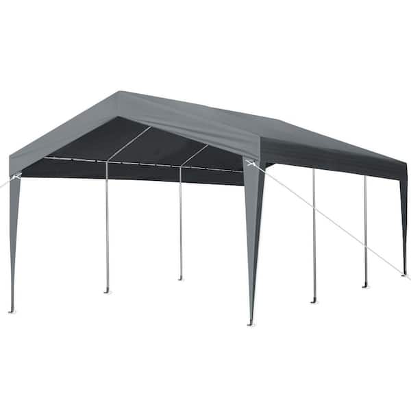 12 ft. x 20 ft. x 9.7 ft. Gray Roof Metal-Framed Carport without Walls