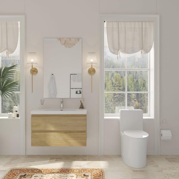Aionor 36 in. W Single Sink Floating Bath Vanity in Natural Oak
