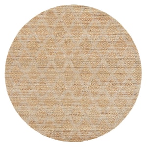 Sol Diamond Ivory 5 ft. RD Hand Knotted 100% Jute Beige Round Rug