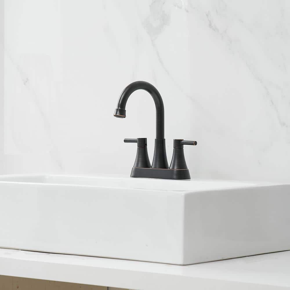 Oil Rubbed Bronze 4-Inch Centerset 2-Handle High-Arc Bathroom Faucet