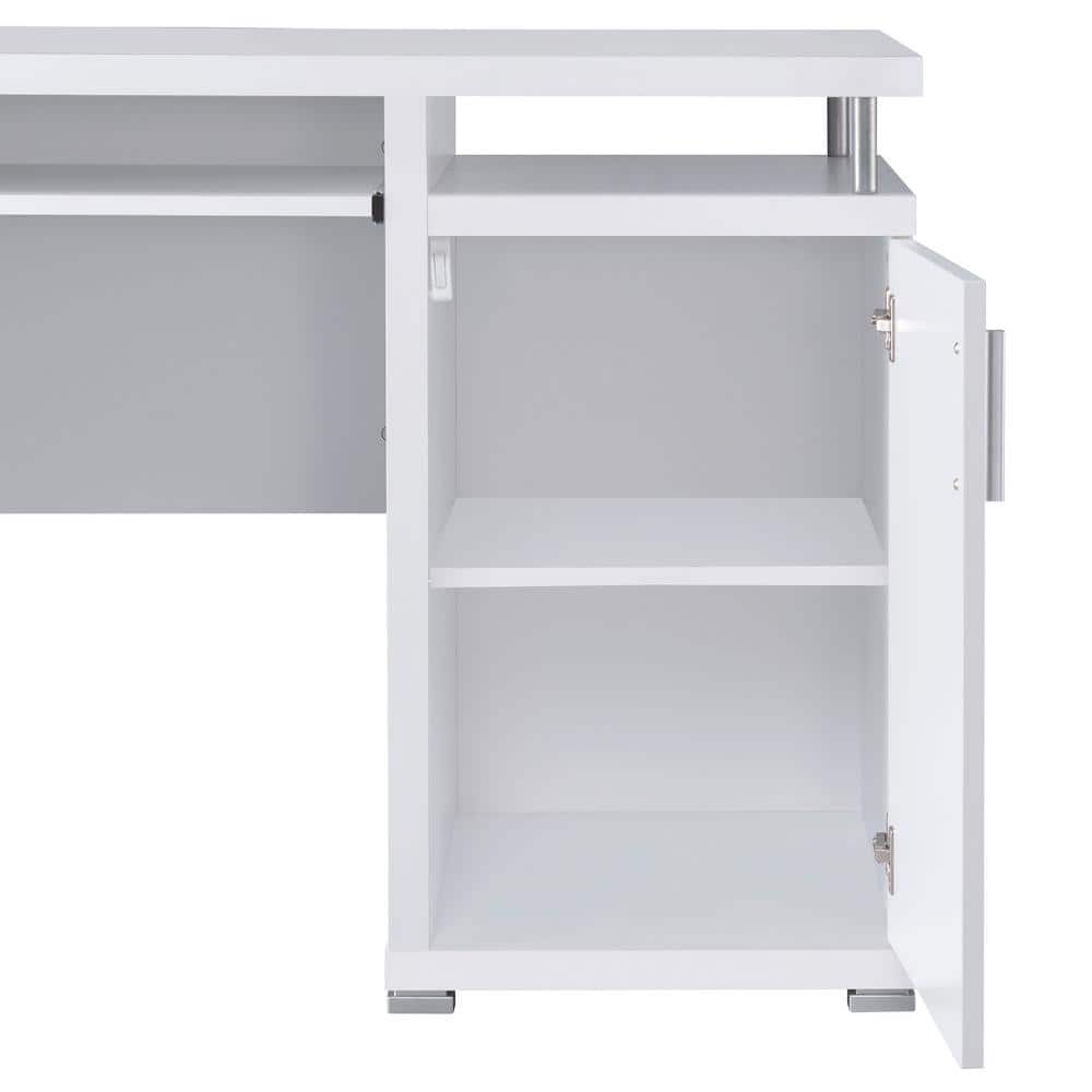 Contemporary White Home Office Desk with Sleek Storage