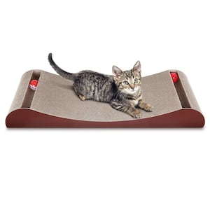 Cat Scratcher Cardboard Lounge Bed with Bell Ball Toy