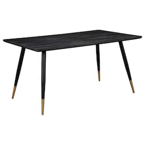 60 in. Black and Gold Wood Top 4 Legs Dining Table (Seat of 6)