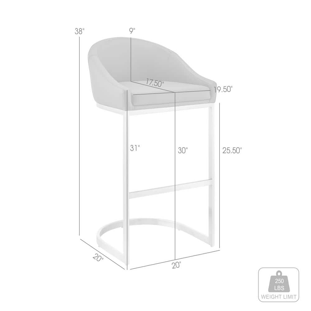 Katherine 30" Black Faux Leather and Chrome Bar Stool