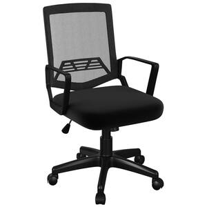 Nylon Mesh Adjustable Height Computer Chair in Black with Wheels and Arms