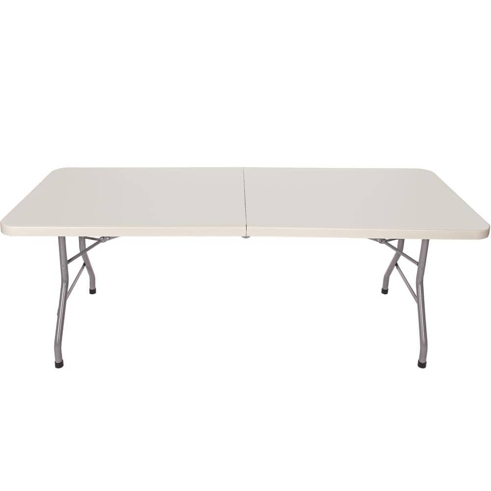 Hampden 72" Gray Plastic and Steel Fold-In-Half Table