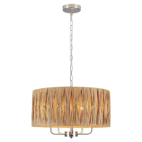 ADSENSTY 5-Light Nickel Bohemian Chandelier Drum Pendant Light for Bedroom, Foyer