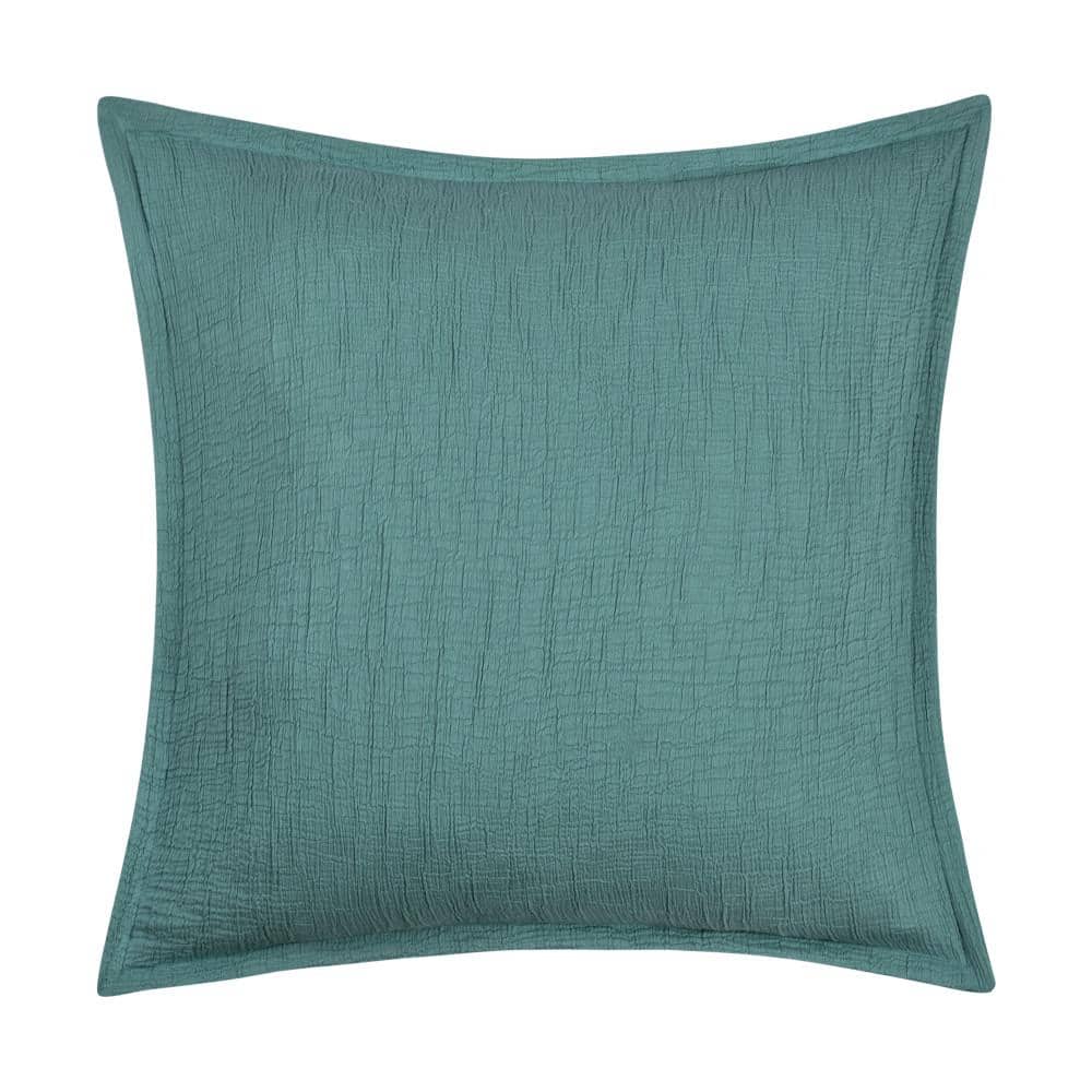 Seacove Teal Solid Cotton Euro Sham 26 in. L x 26 in. W