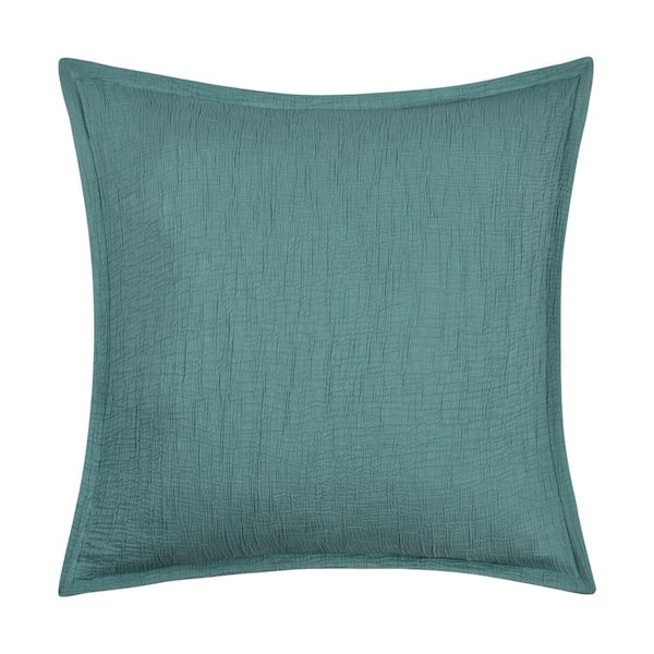 Unbranded Seacove Teal Solid Cotton Euro Sham 26 in. L x 26 in. W
