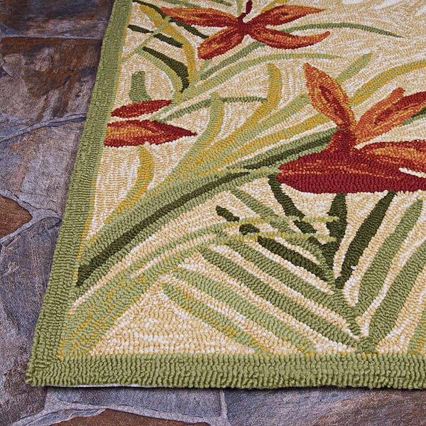 Covington Tropic Gardens Sand-Multi 2 ft. x 7 ft. Runner Floral Outdoor Area Rug