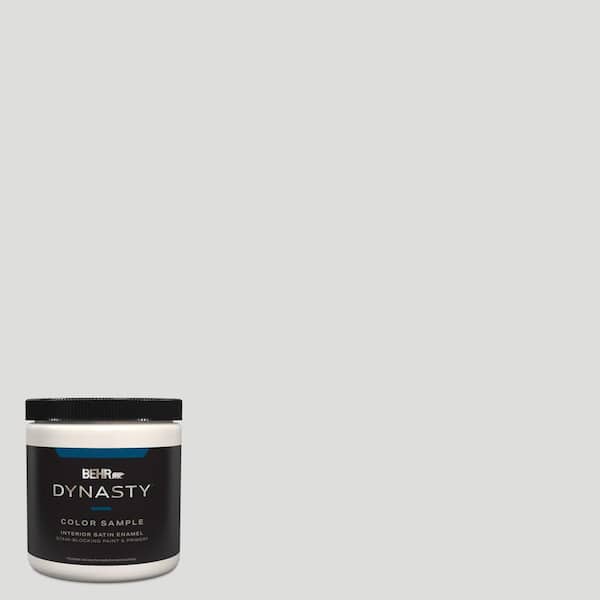 BEHR DYNASTY 8 oz. #MQ3-55 White Lie One-Coat Hide Satin Enamel Stain-Blocking Interior/Exterior Paint & Primer Sample