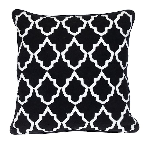 PARKLAND COLLECTION 20 X 20 Transitional Geometric Black 20 in. x 20 in. Pillow